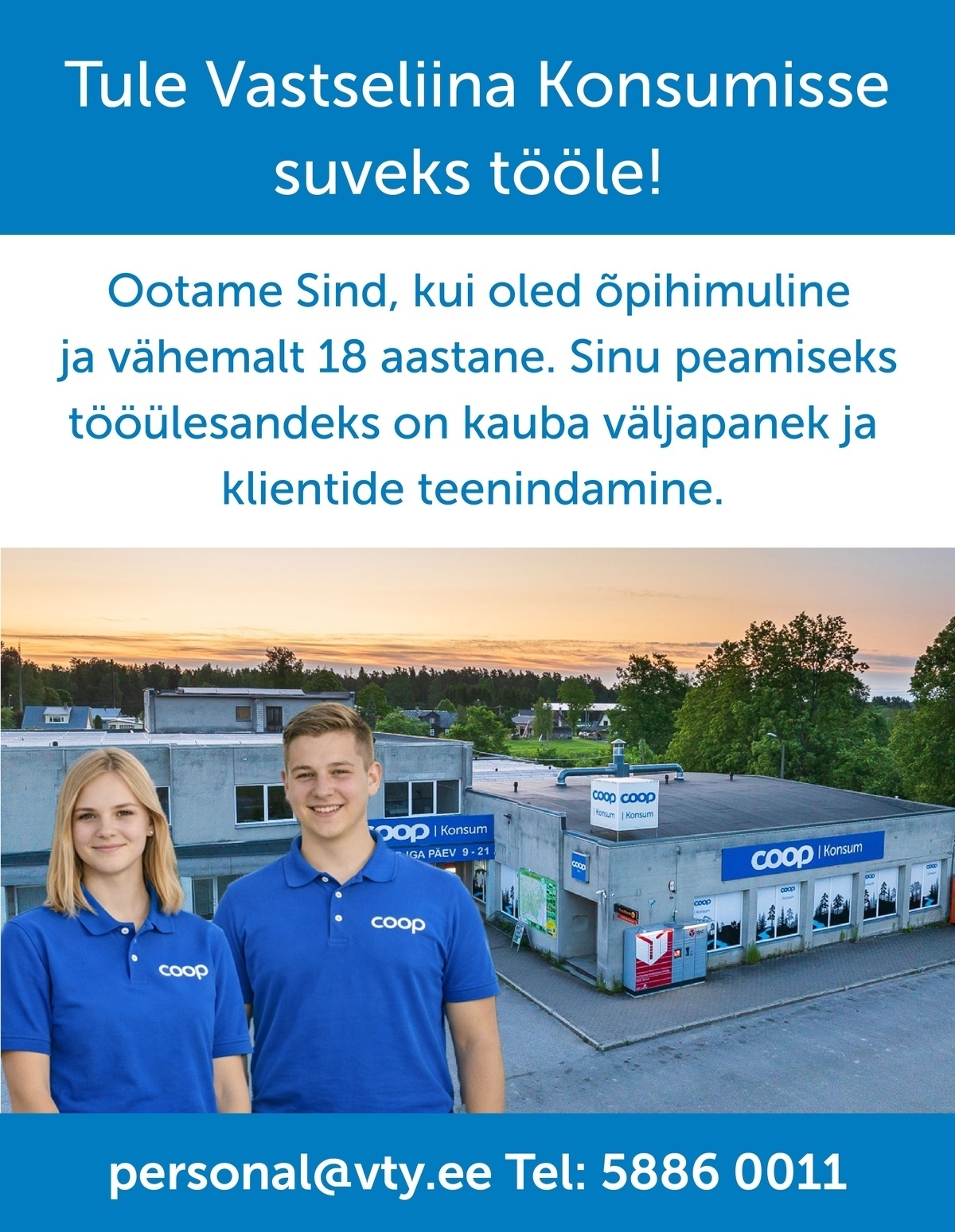 Coop Võru Teenindaja (Vastseliina Konsum, puhkuste asendaja)