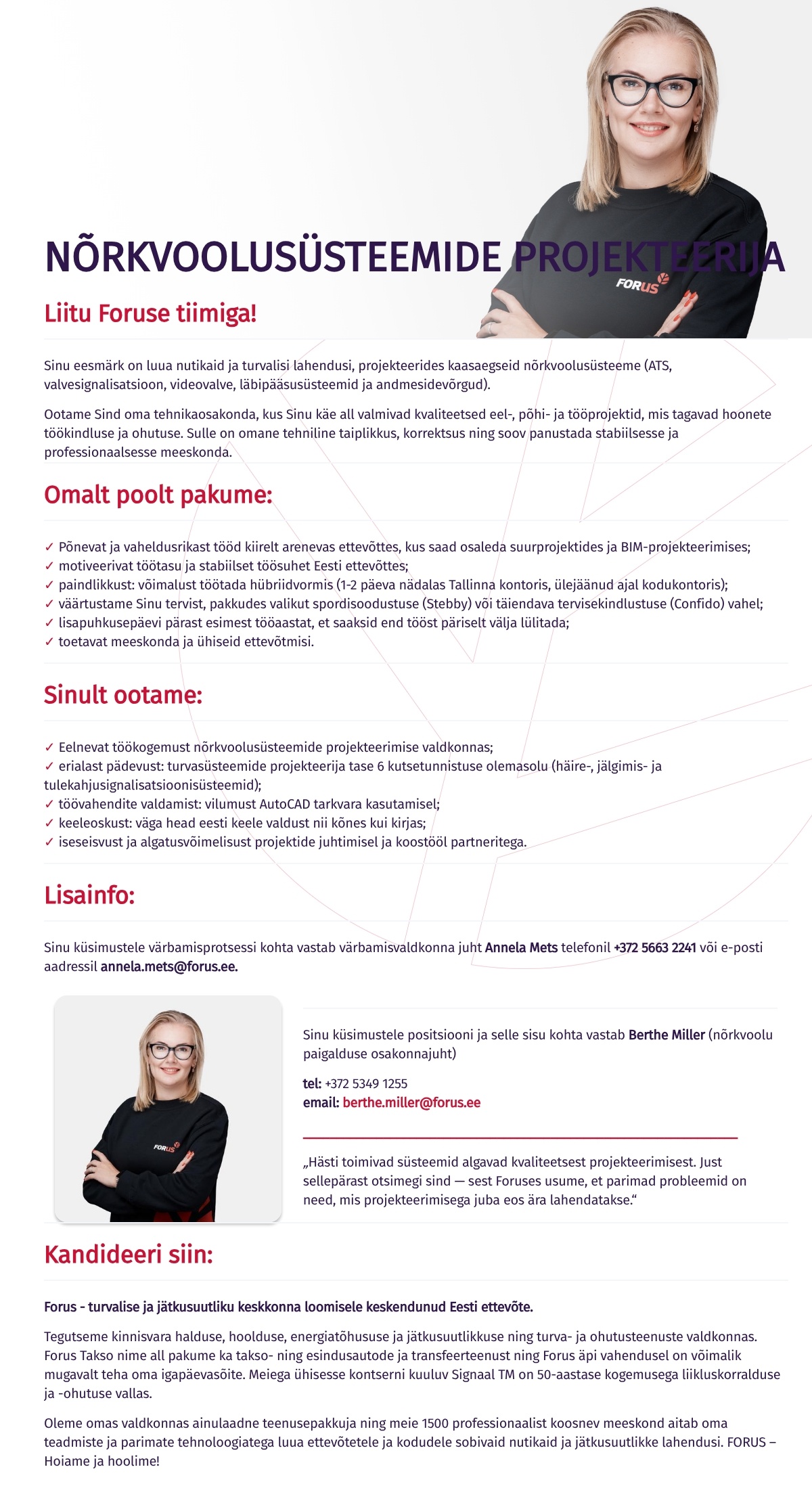 Forus Security AS Nõrkvoolusüsteemide projekteerija