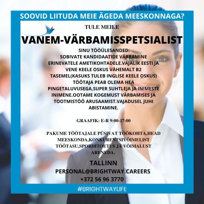 BRIGHTWAY OÜ Vanem-värbamisspetsialist