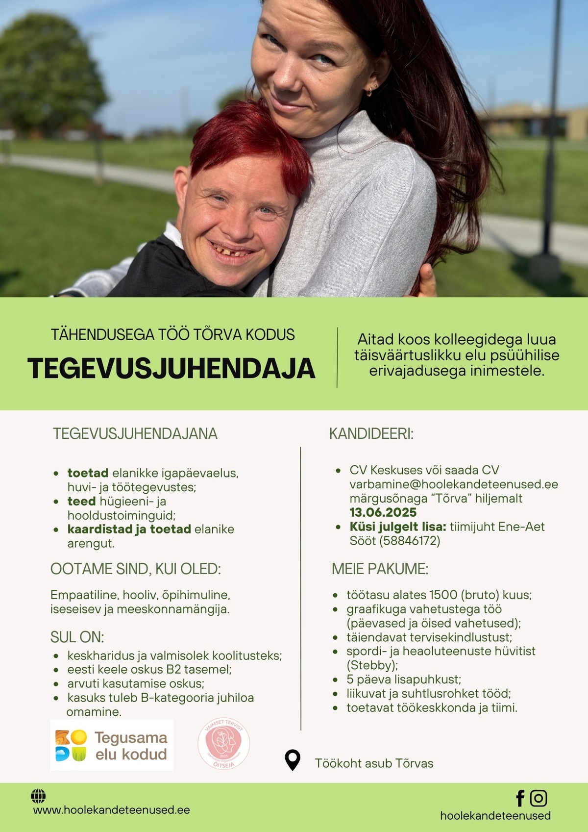 HOOLEKANDETEENUSED AS TÄHENDUSEGA TÖÖ tegevusjuhendajale Tõrva Kodus
