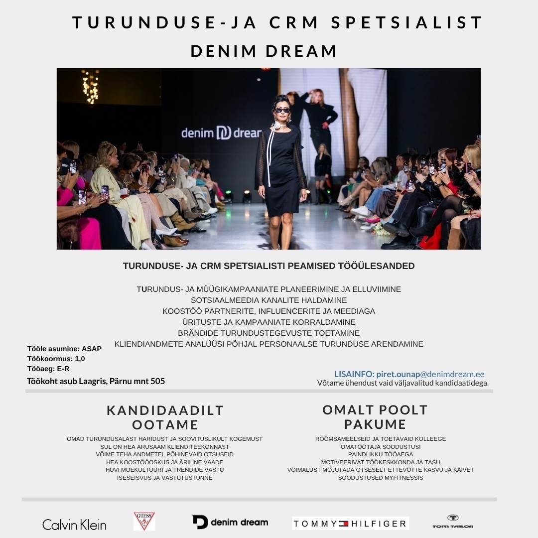 Põldma Kaubanduse AS TURUNDUSE-JA CRM SPETSIALIST