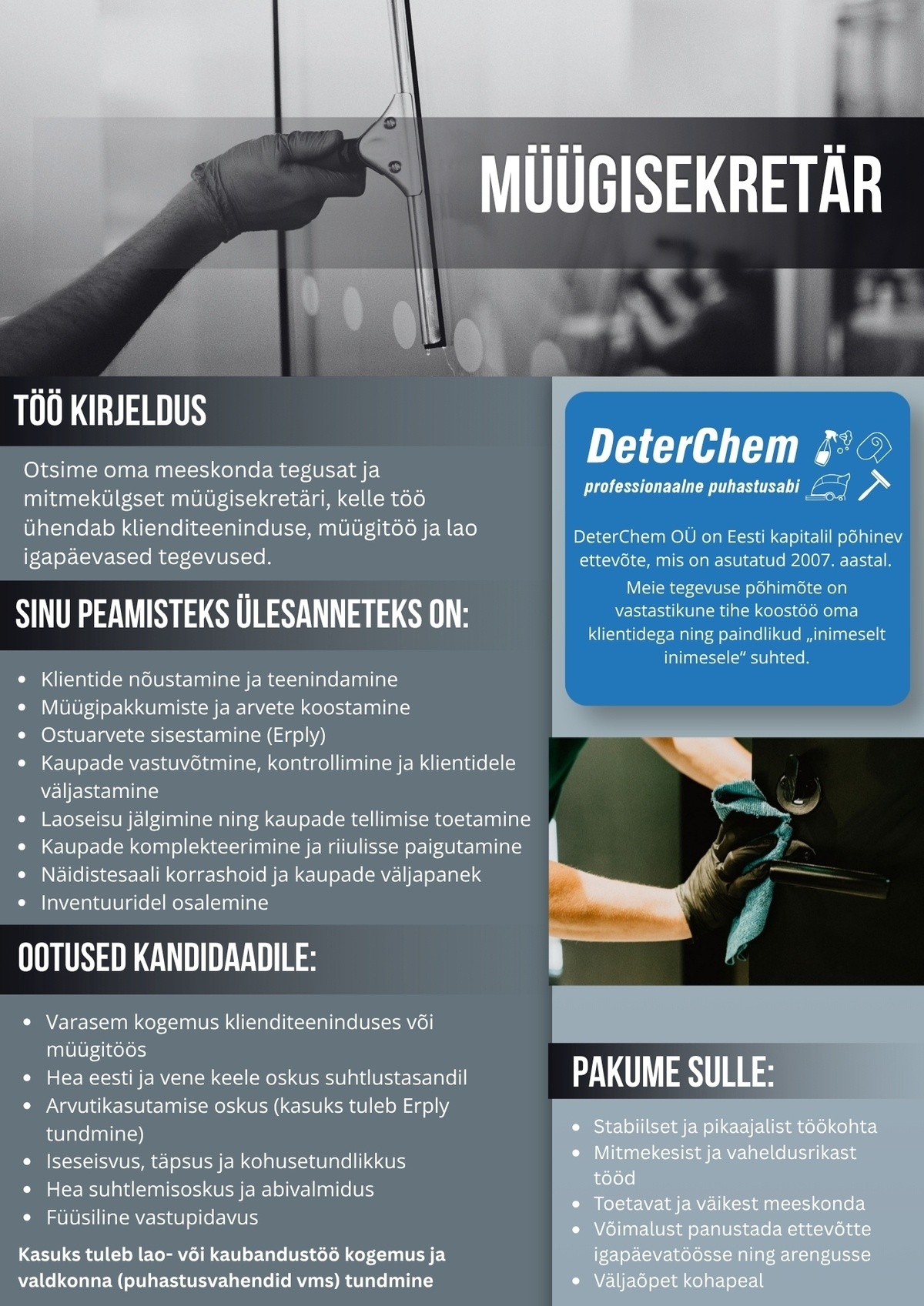 DETERCHEM OÜ Müügisekretär