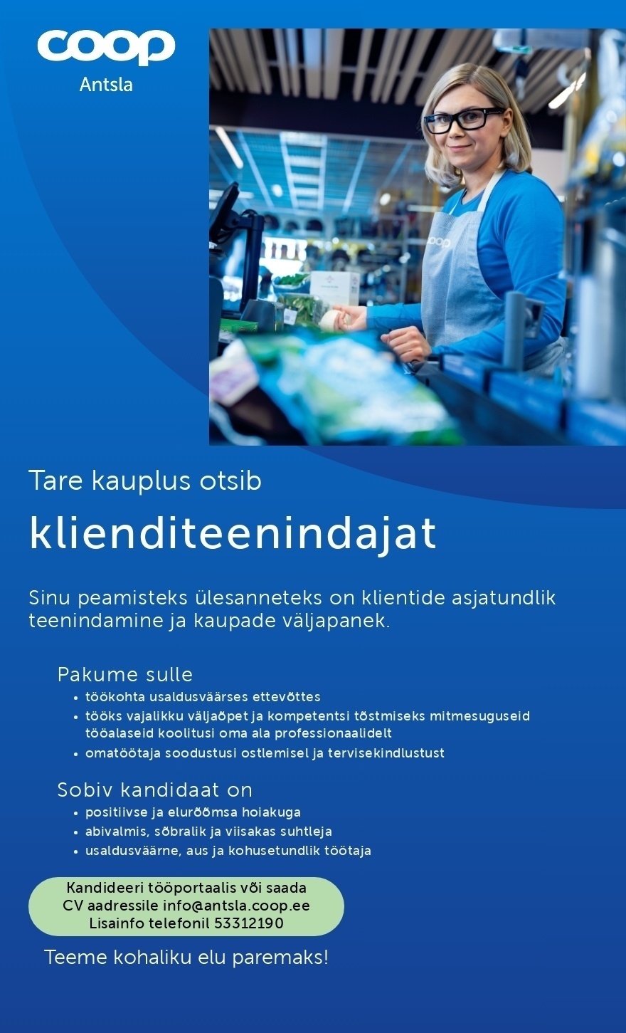 Antsla Tarbijate Ühistu Klienditeenindaja Tare kaupluses