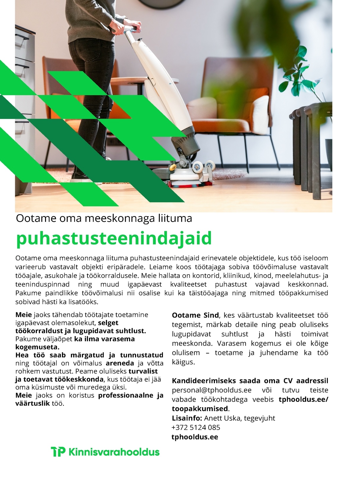 TP Kinnisvarahooldus OÜ Puhastusteenindaja