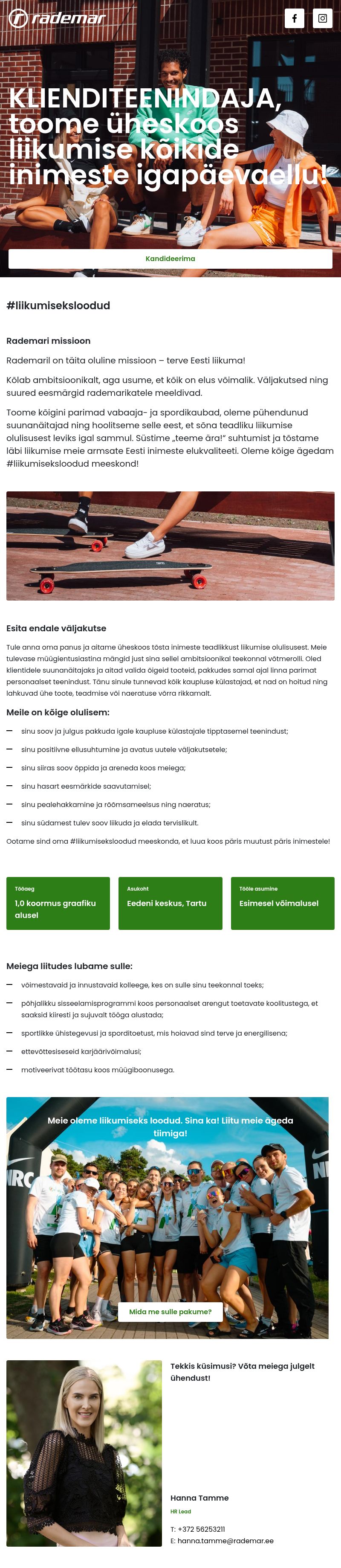 Rademar OÜ Eedeni klienditeenindaja