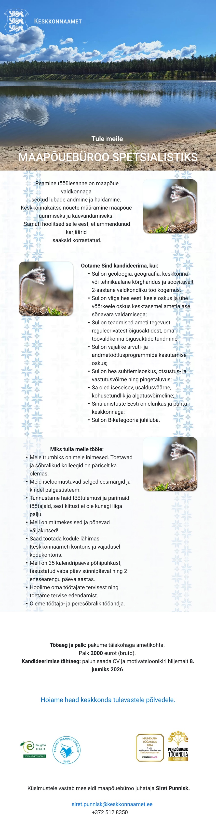 Keskkonnaamet Ringmajanduse osakond maapõuebüroo spetsialist