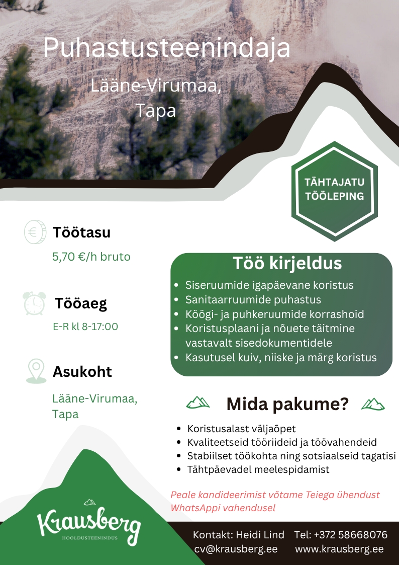 Krausberg Eesti OÜ Puhastusteenindaja, Tapa
