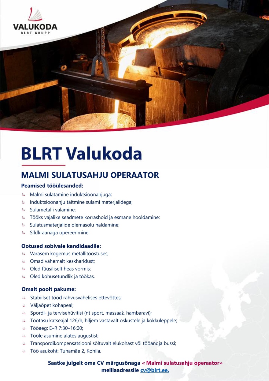 BLRT Valukoda Malmi sulatusahju operaator