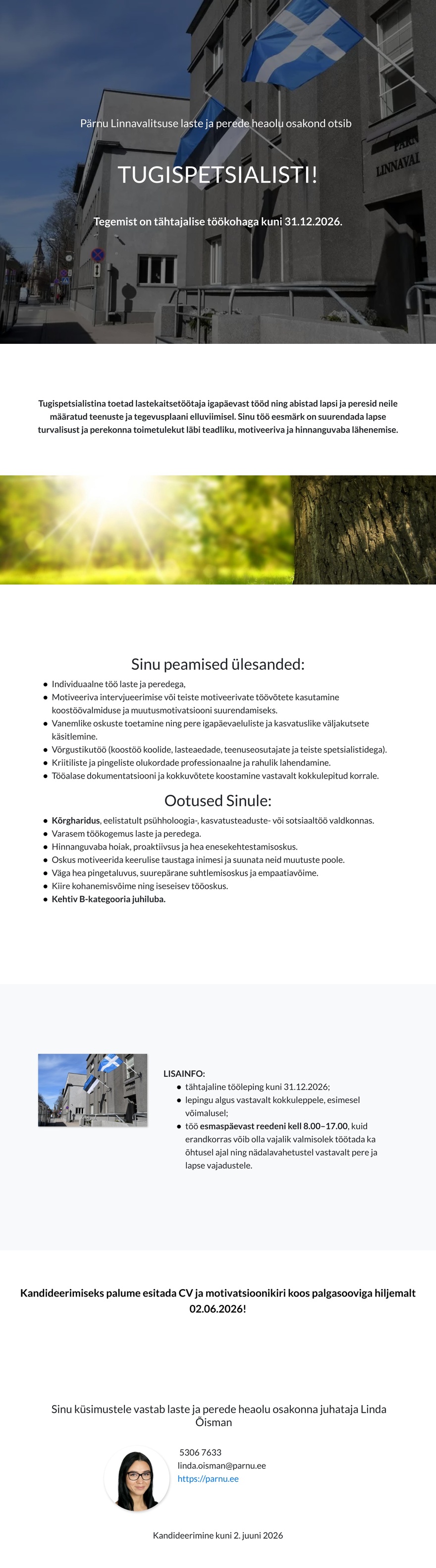 Pärnu Linnavalitsus Tugispetsialist