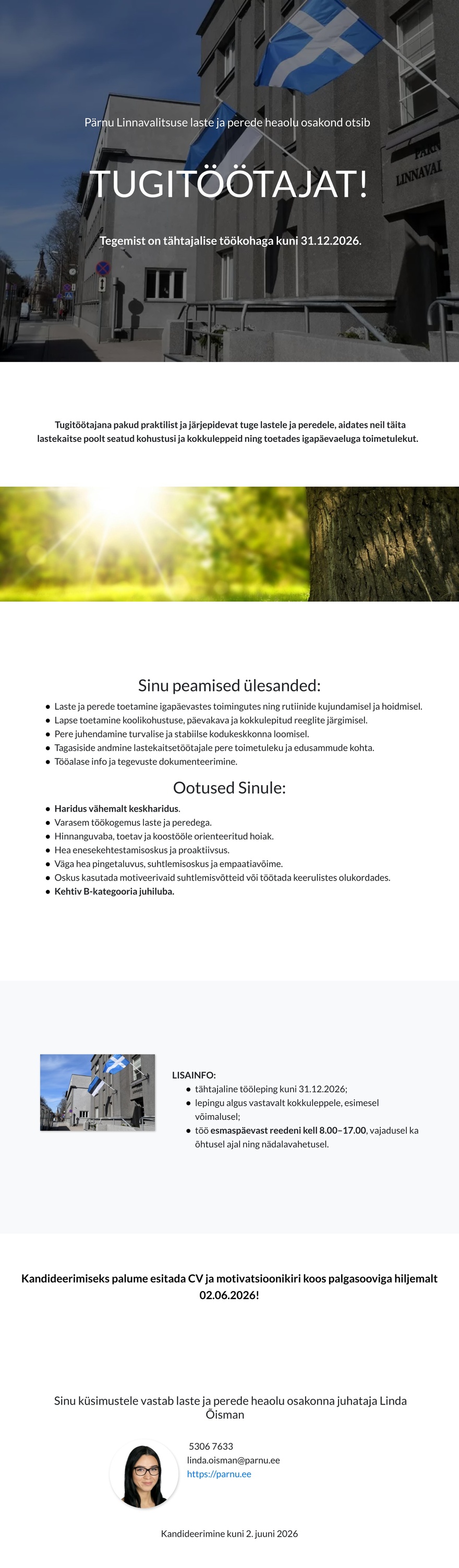 Pärnu Linnavalitsus Tugitöötaja