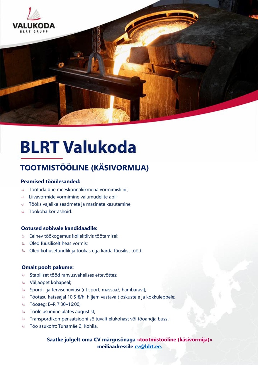 BLRT Valukoda Tootmistööline (käsivormija)