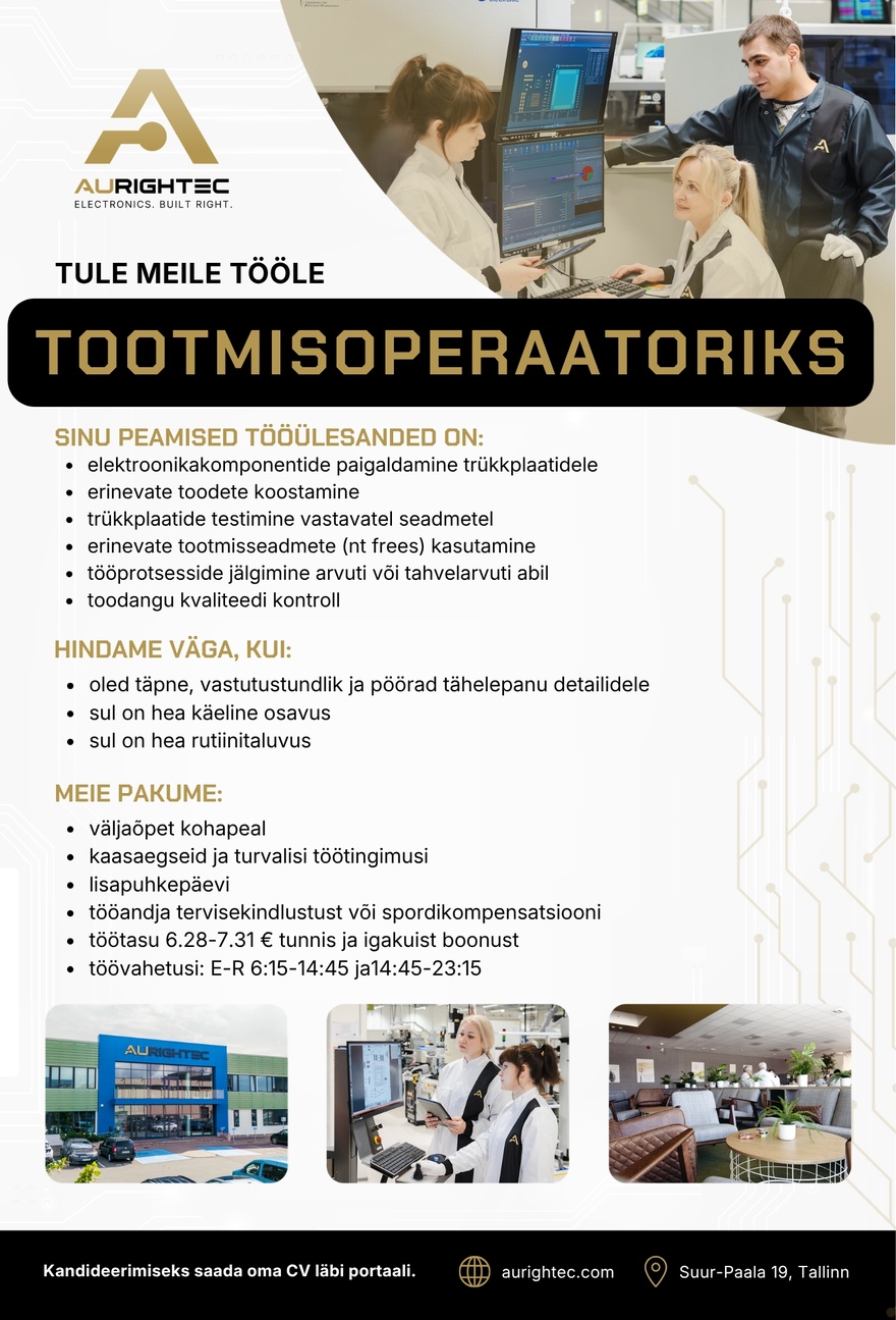 Aurightec Estonia AS Tootmisoperaator