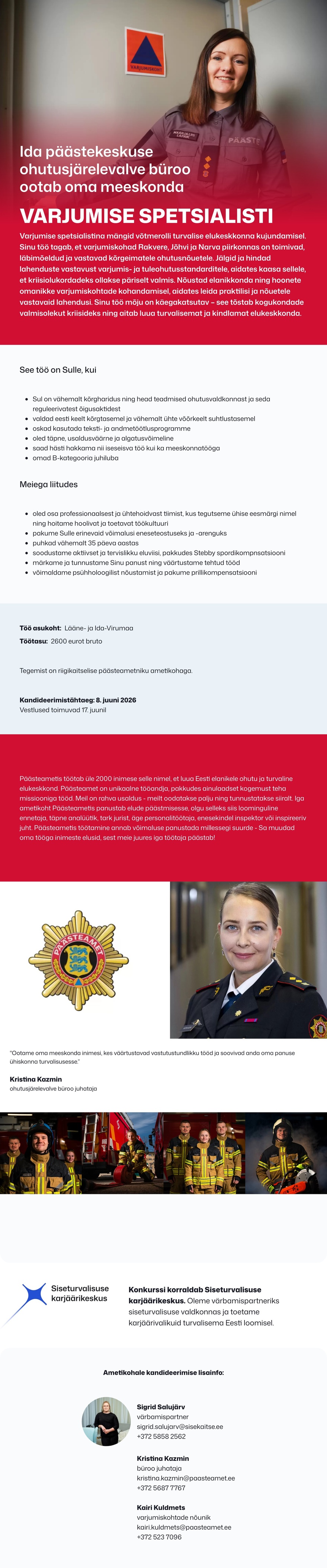 Siseturvalisuse karjäärikeskus Varjumise spetsialist