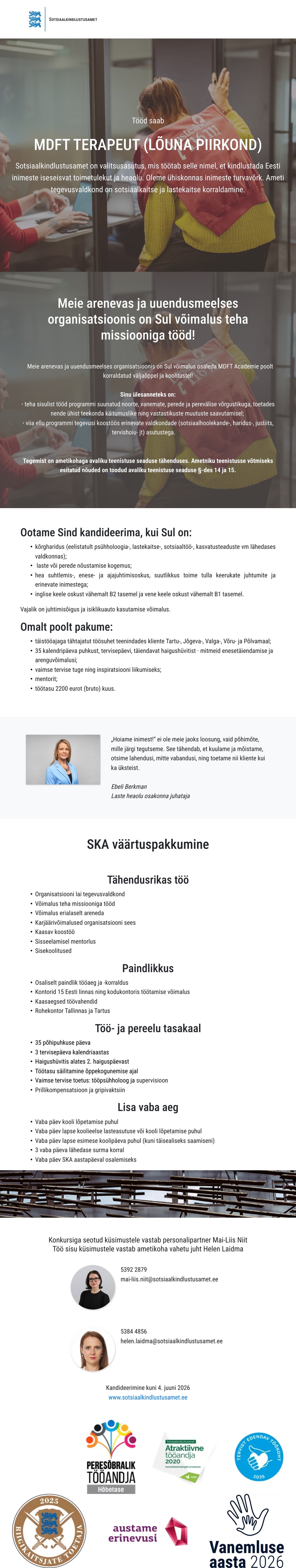 Sotsiaalkindlustusamet Terapeut (MDFT)