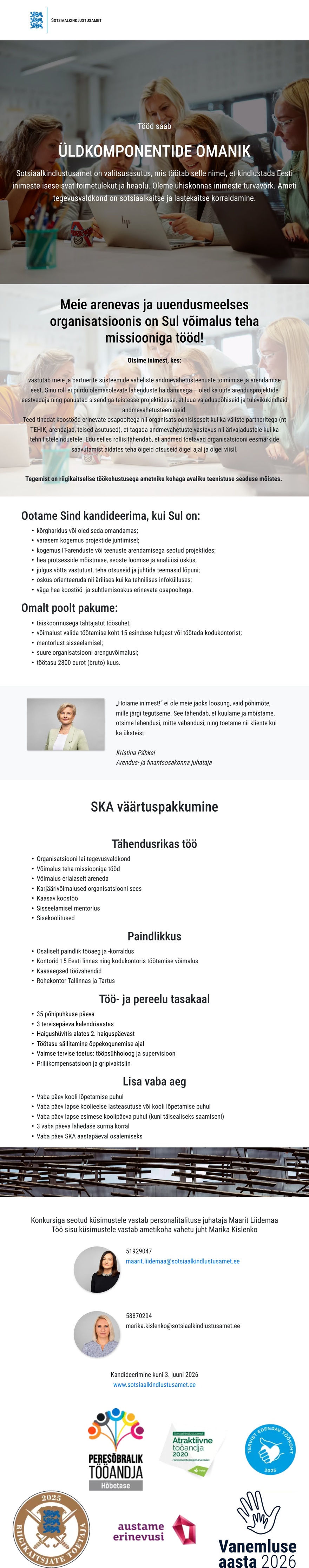Sotsiaalkindlustusamet Üldkomponentide omanik