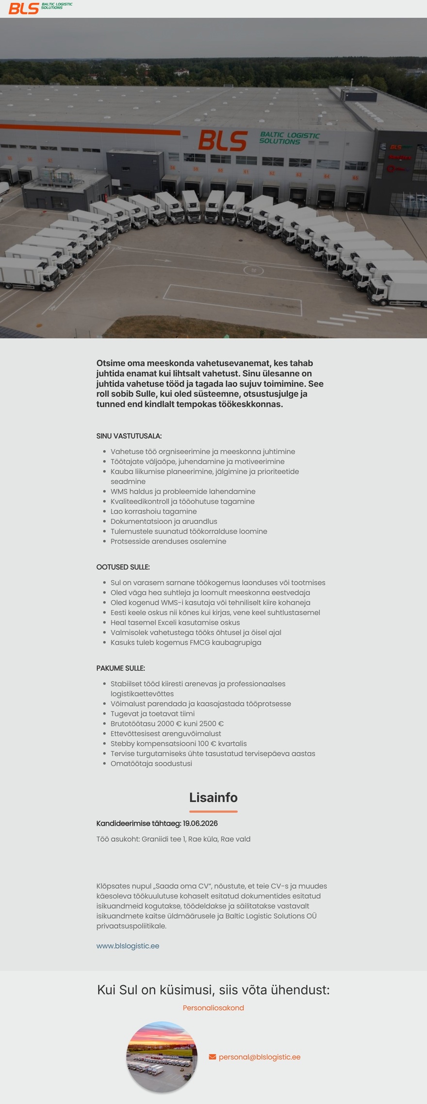 Baltic Logistic Solutions OÜ Vahetusevanem