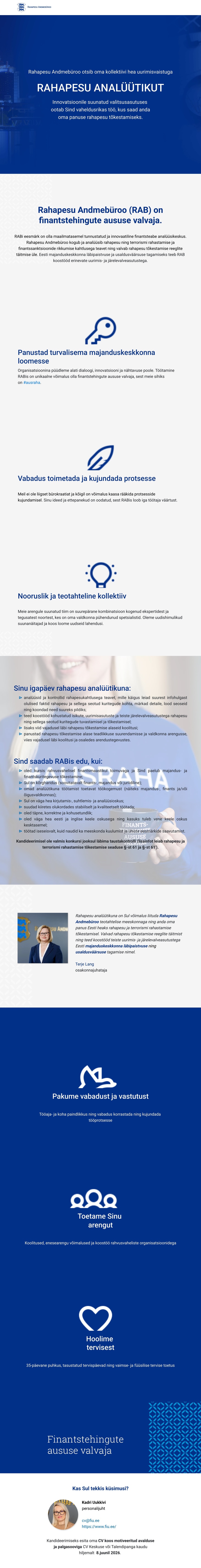 Rahapesu Andmebüroo Analüütik