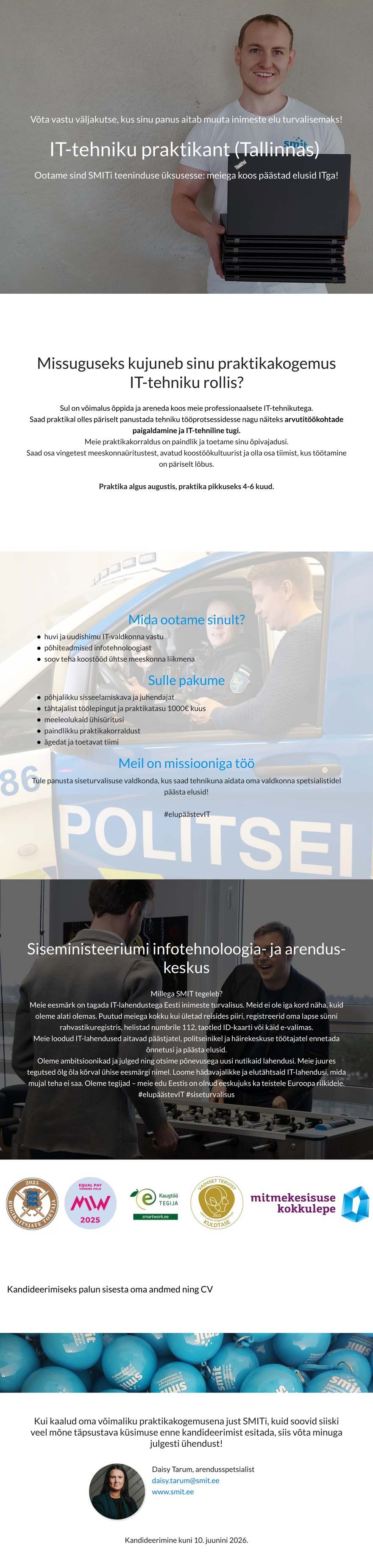 Siseministeeriumi infotehnoloogia- ja arenduskeskus IT-tehniku praktikant