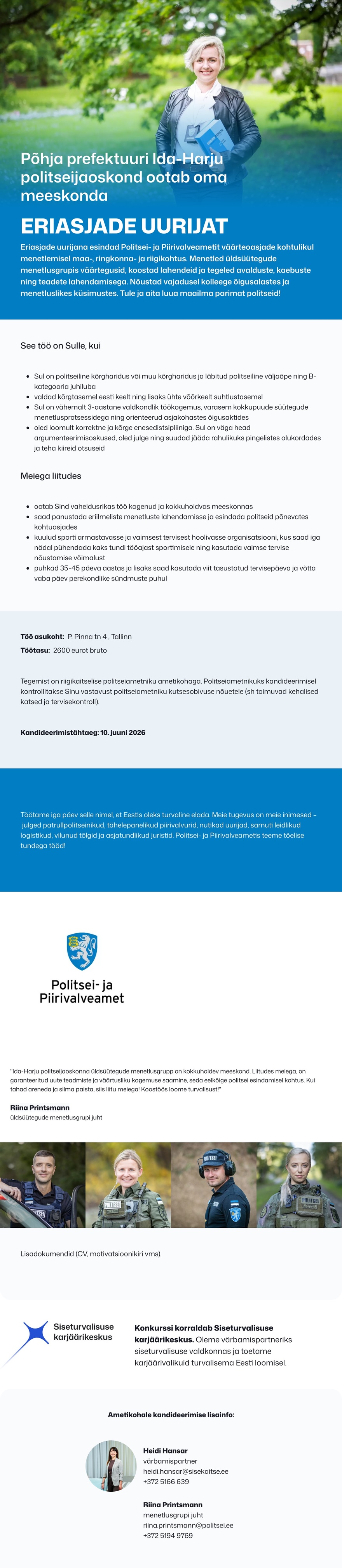 Siseturvalisuse karjäärikeskus Eriasjade uurija