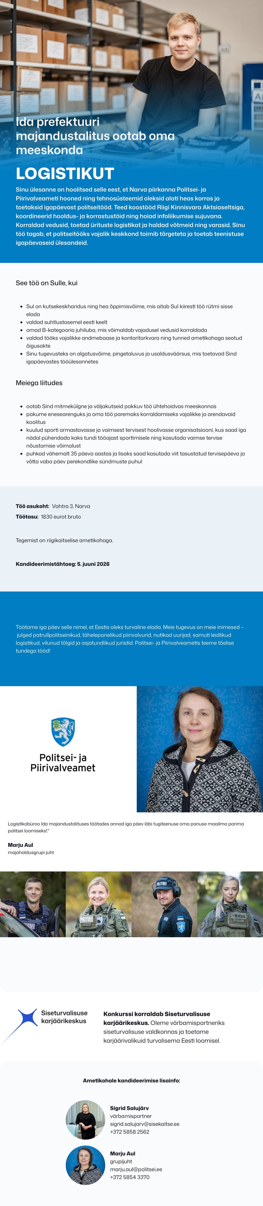 Siseturvalisuse karjäärikeskus Ida majandustalituse logistik