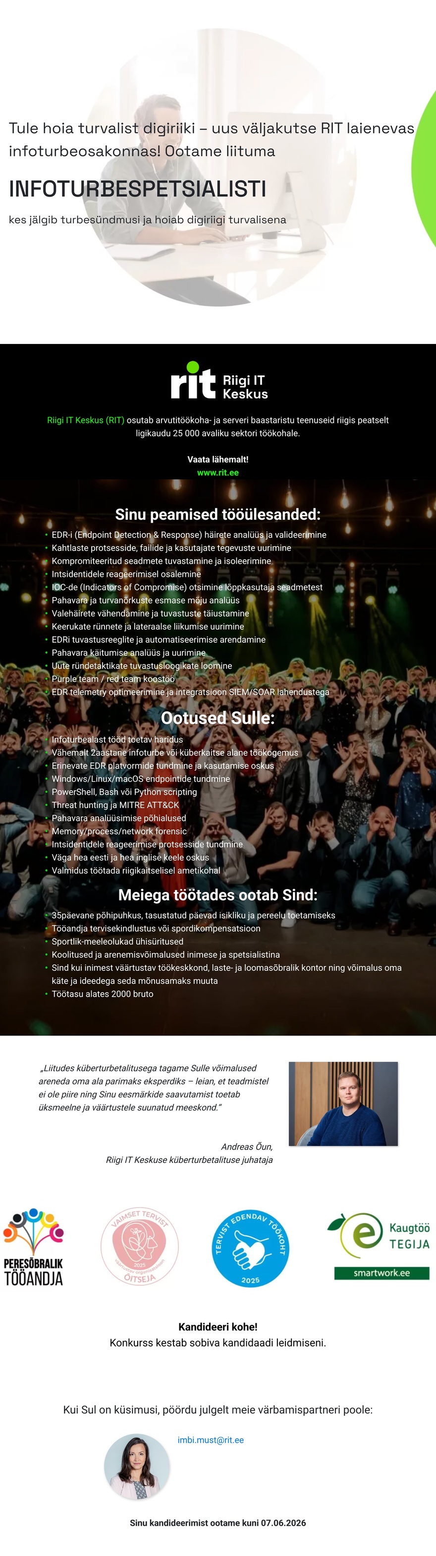 Riigi IT Keskus Infoturbespetsialist