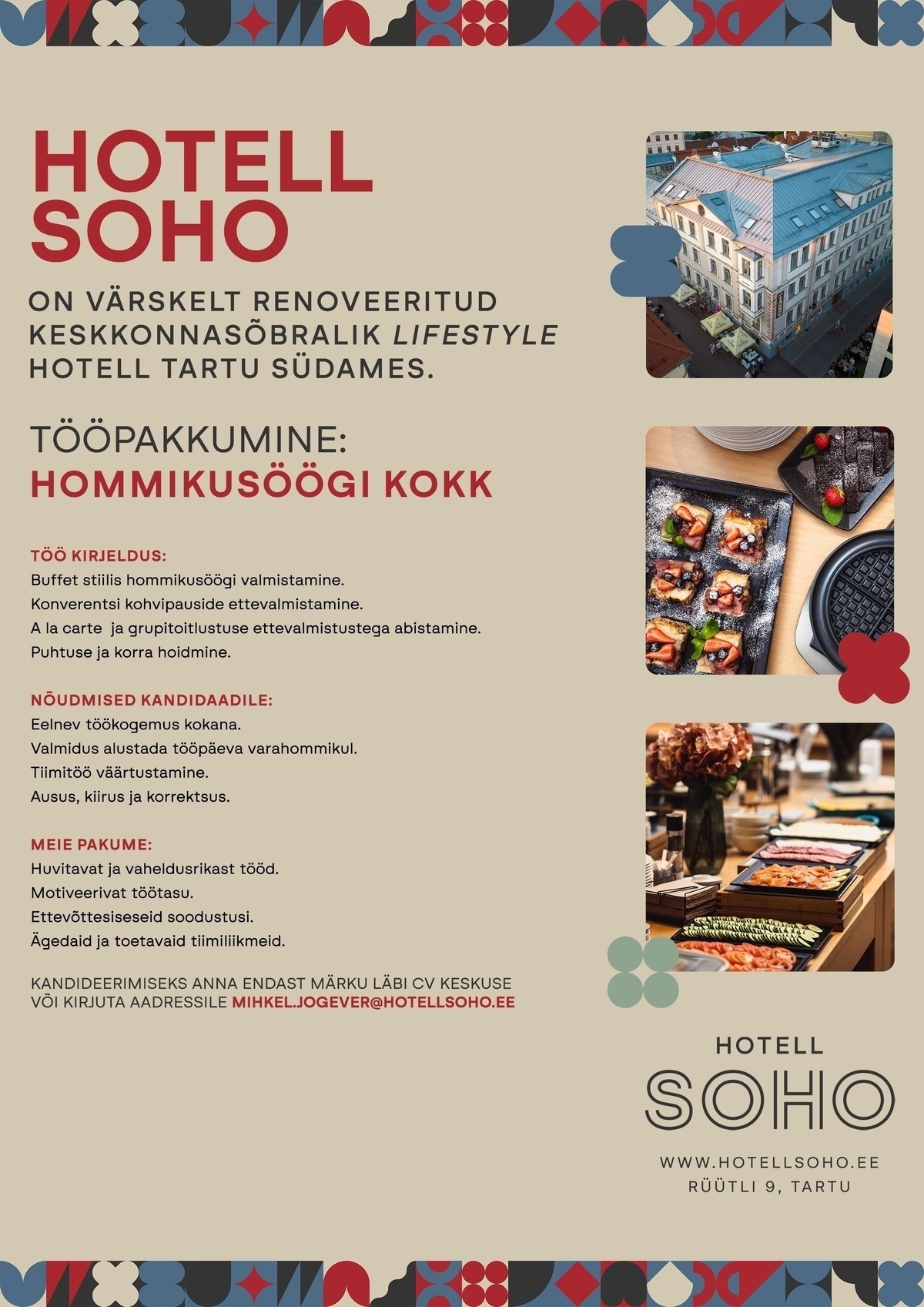 RK HOTELS OÜ Hommikusöögi kokk