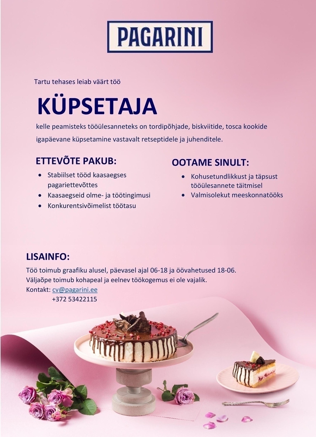 Pagarini OÜ Küpsetaja