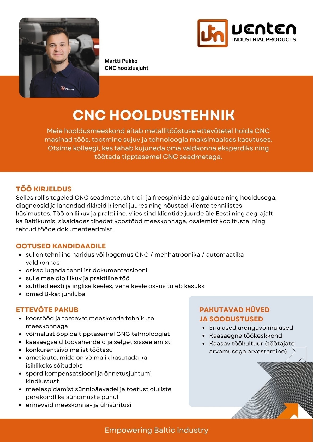 Venten OÜ CNC hooldustehnik
