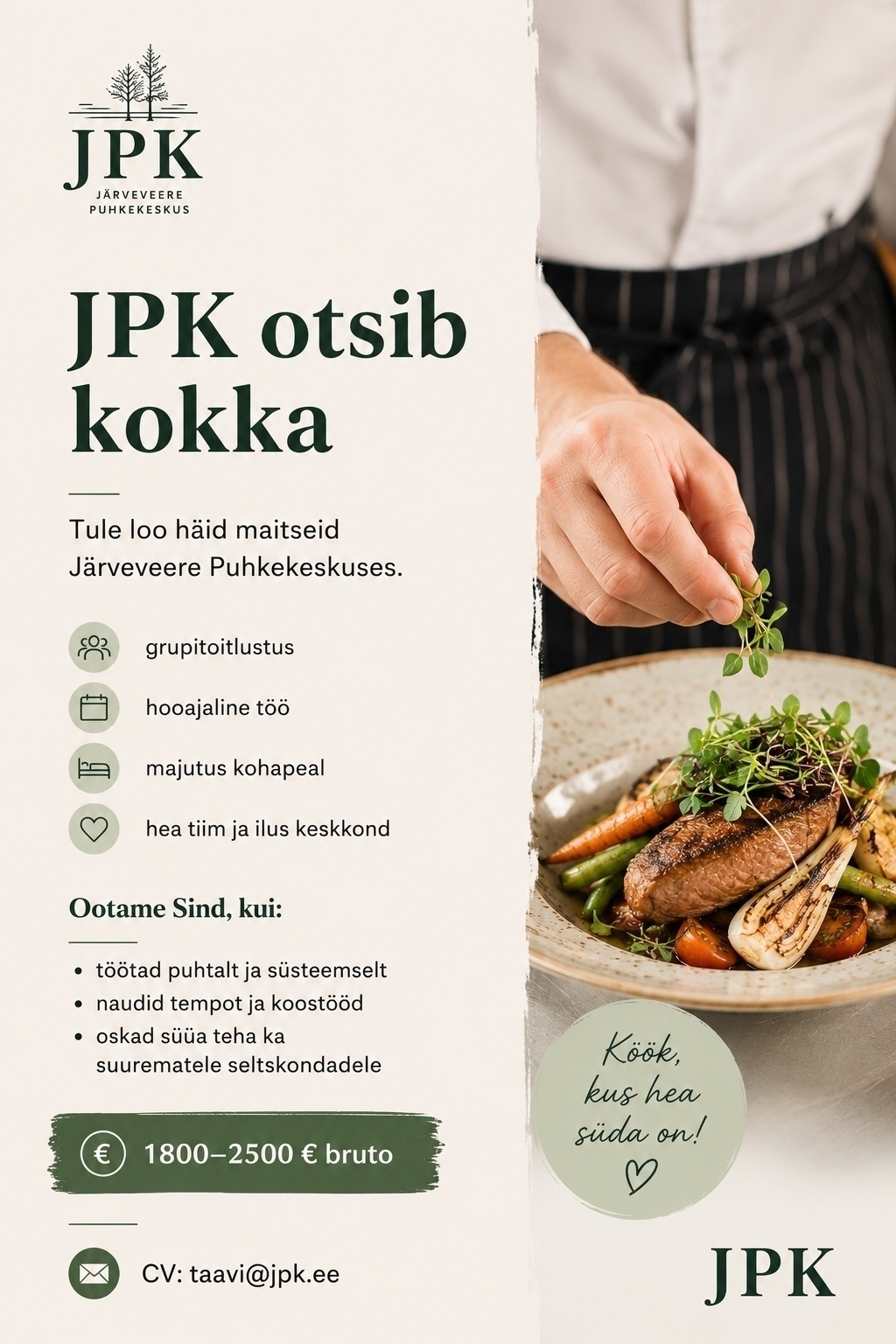 Järveveere Puhkekeskus, Endu-Inni OÜ Kokk