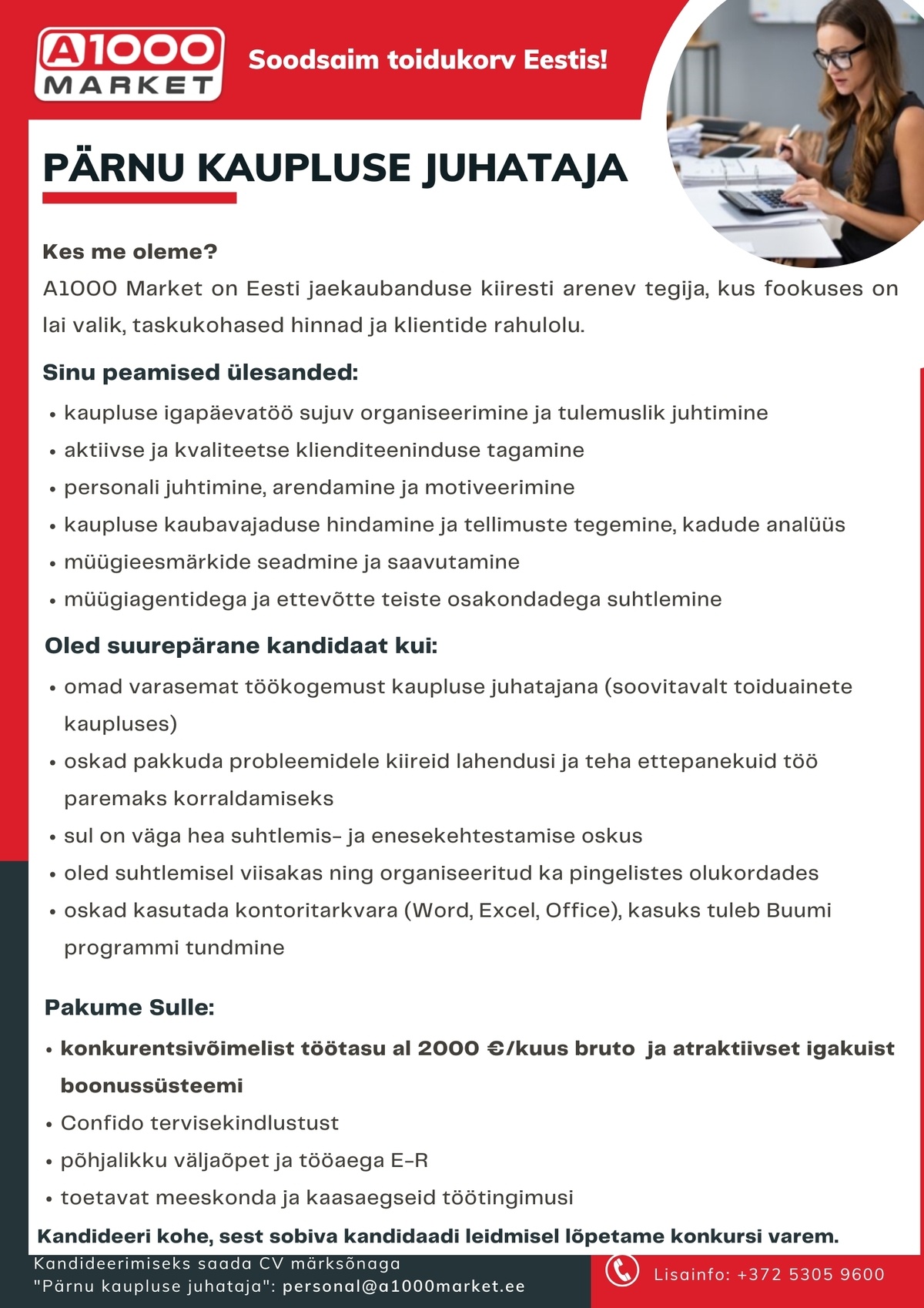 A1M OÜ - A1000Market Kaupluse juhataja