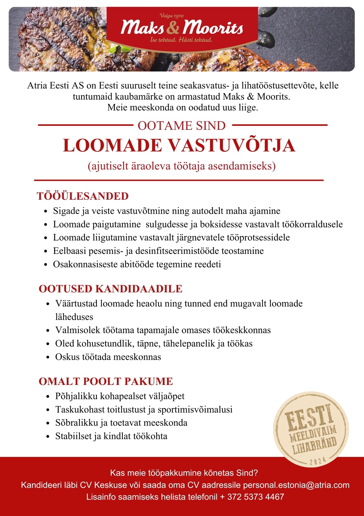 Atria Eesti AS Loomade vastuvõtja