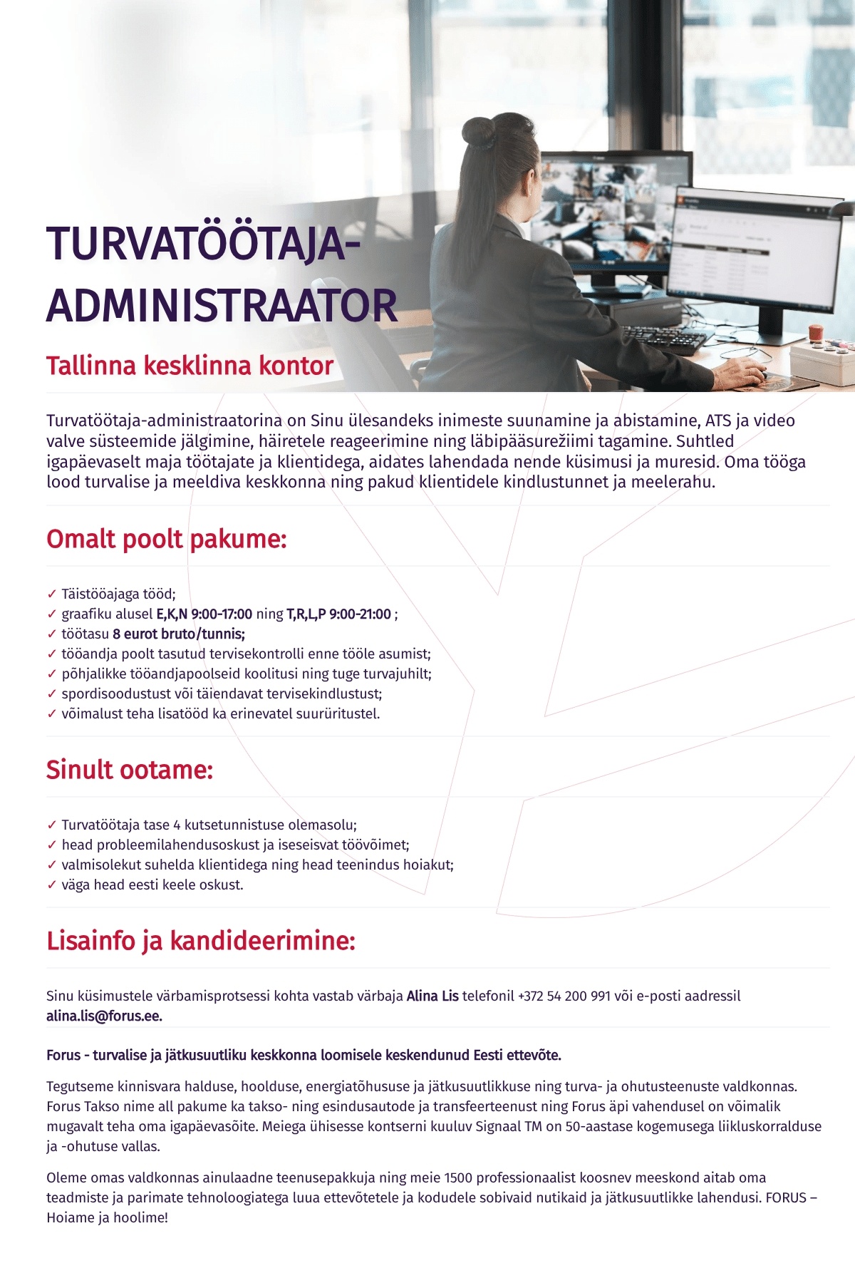 Forus Security AS Turvatöötaja-Administraator kesklinna kontorisse