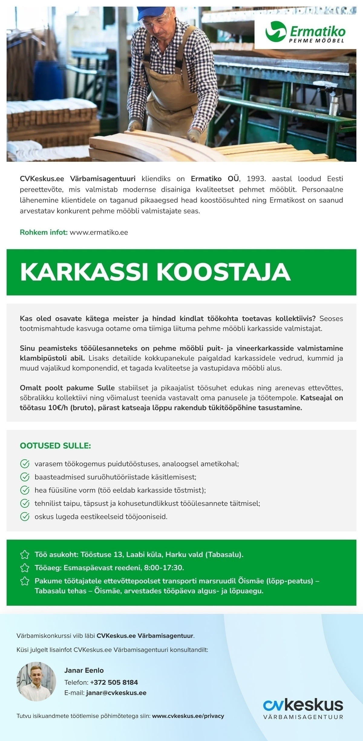 Ermatiko OÜ KARKASSI KOOSTAJA