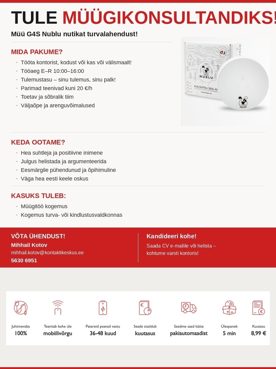 KONTAKTIKESKUS OÜ Müügiagent