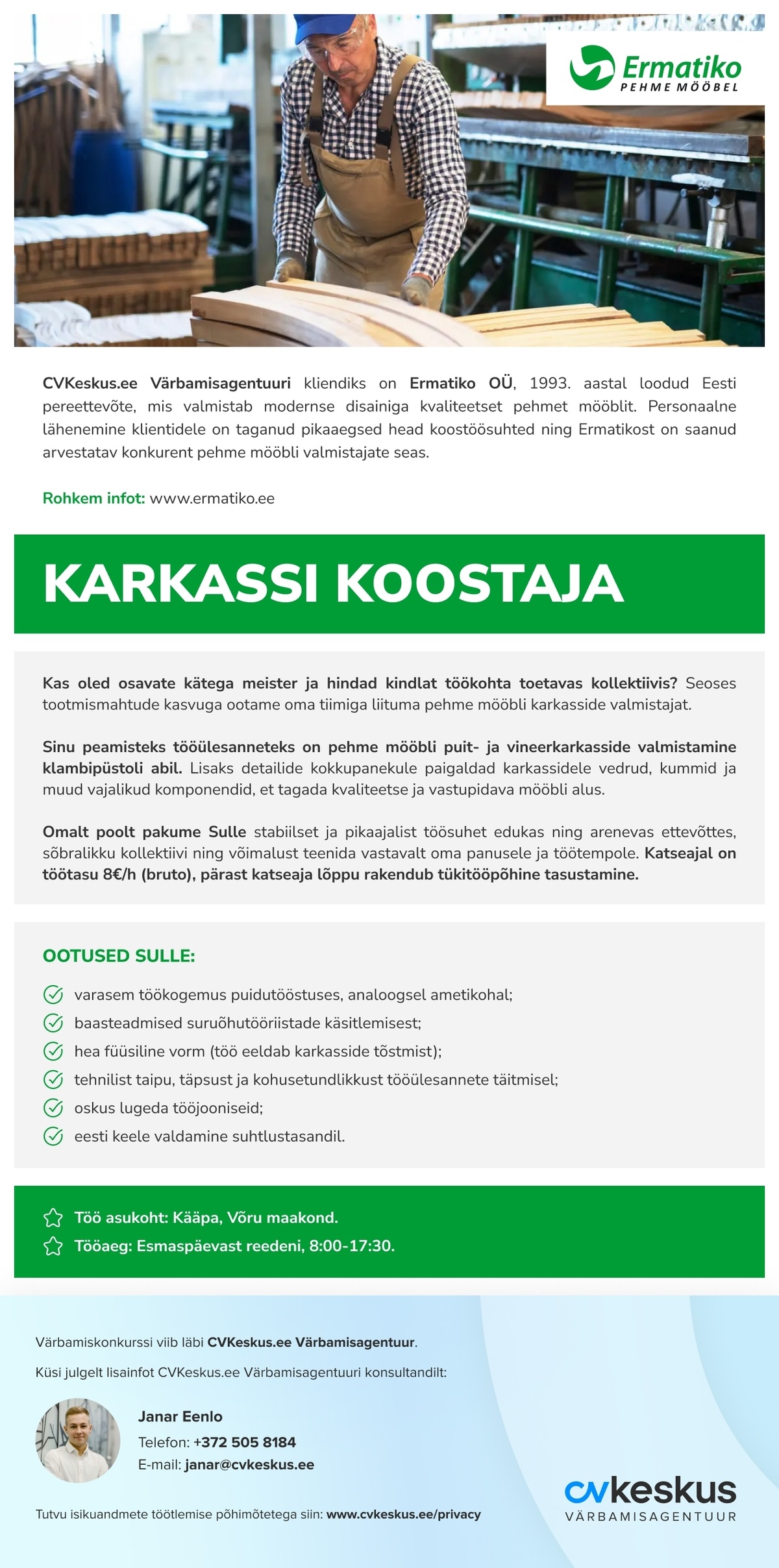 Ermatiko OÜ KARKASSI KOOSTAJA