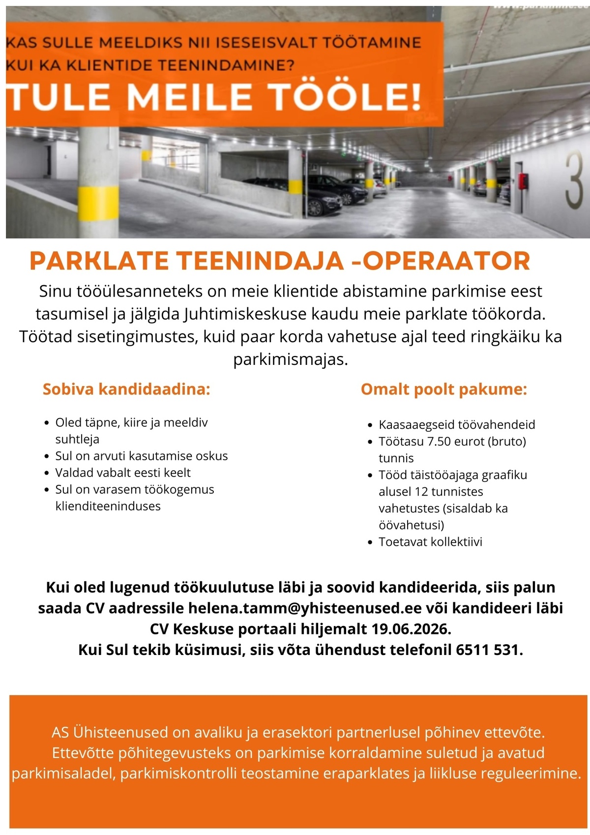 ÜHISTEENUSED AS Parklate teenindaja-operaator