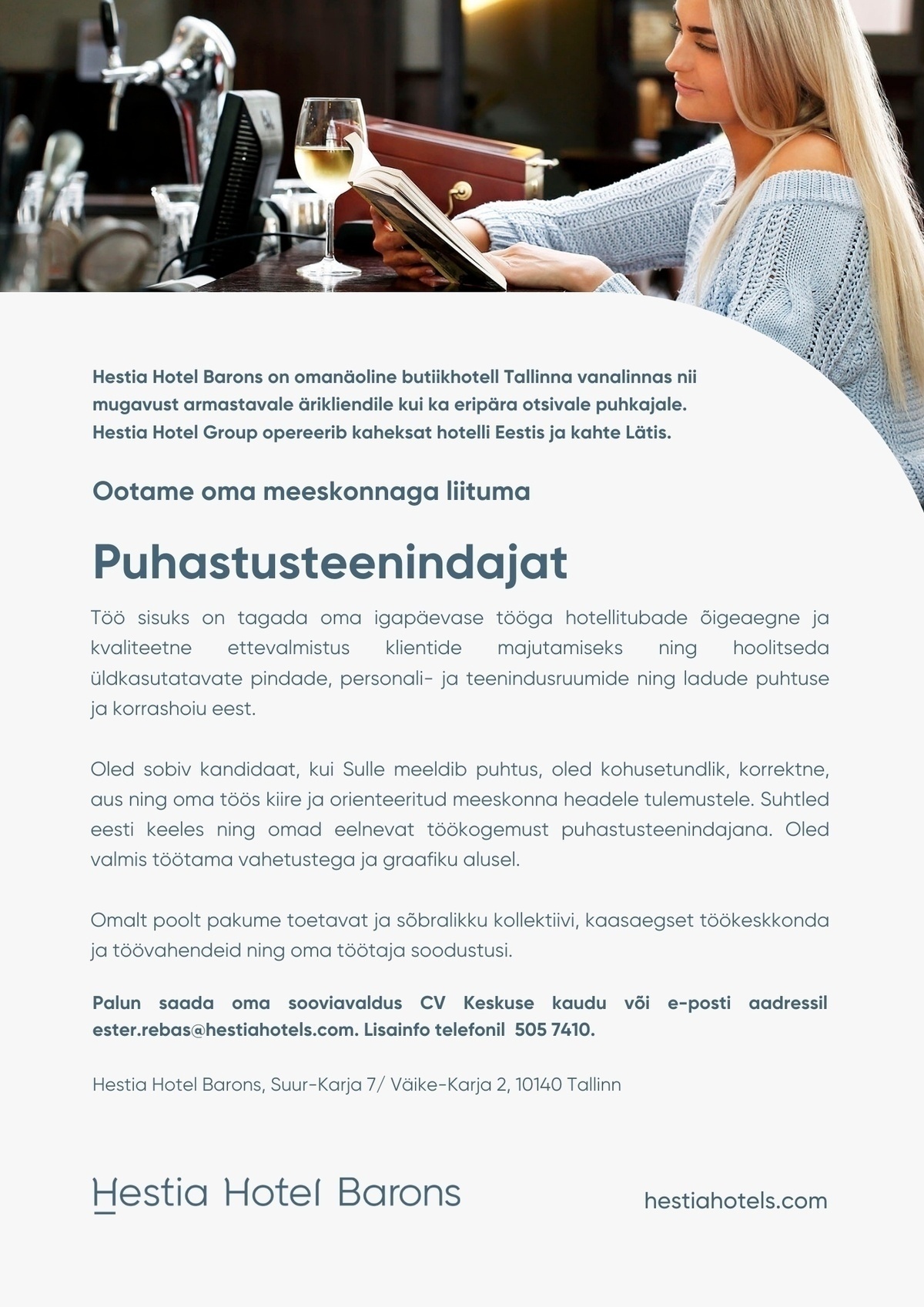 Hestia Hotel Barons Puhastusteenindaja