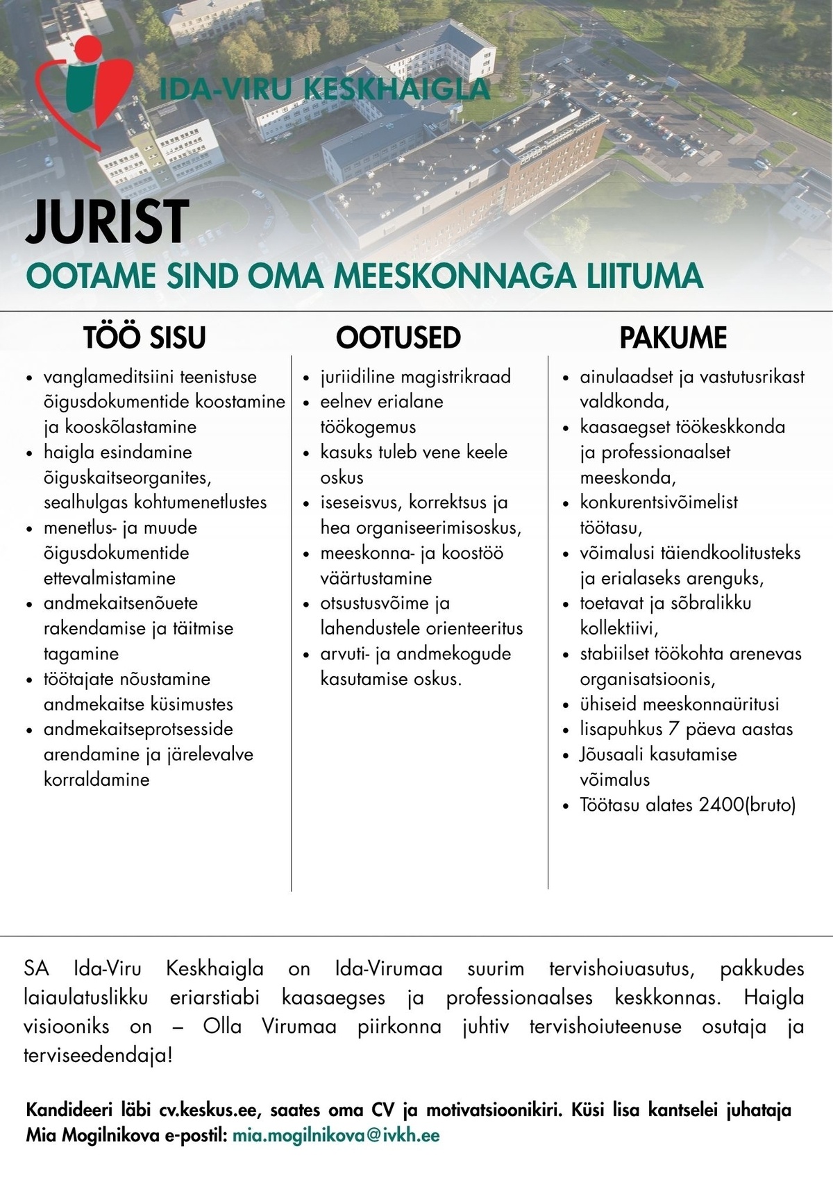 Ida-Viru Keskhaigla SA Vanglameditsiini teenistuse jurist