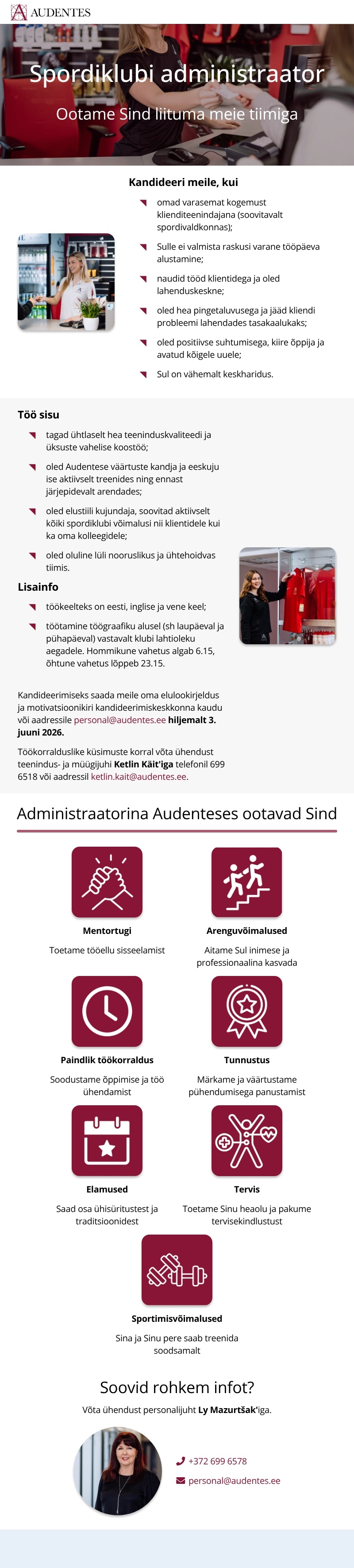 AUDENTES Spordiklubi administraator