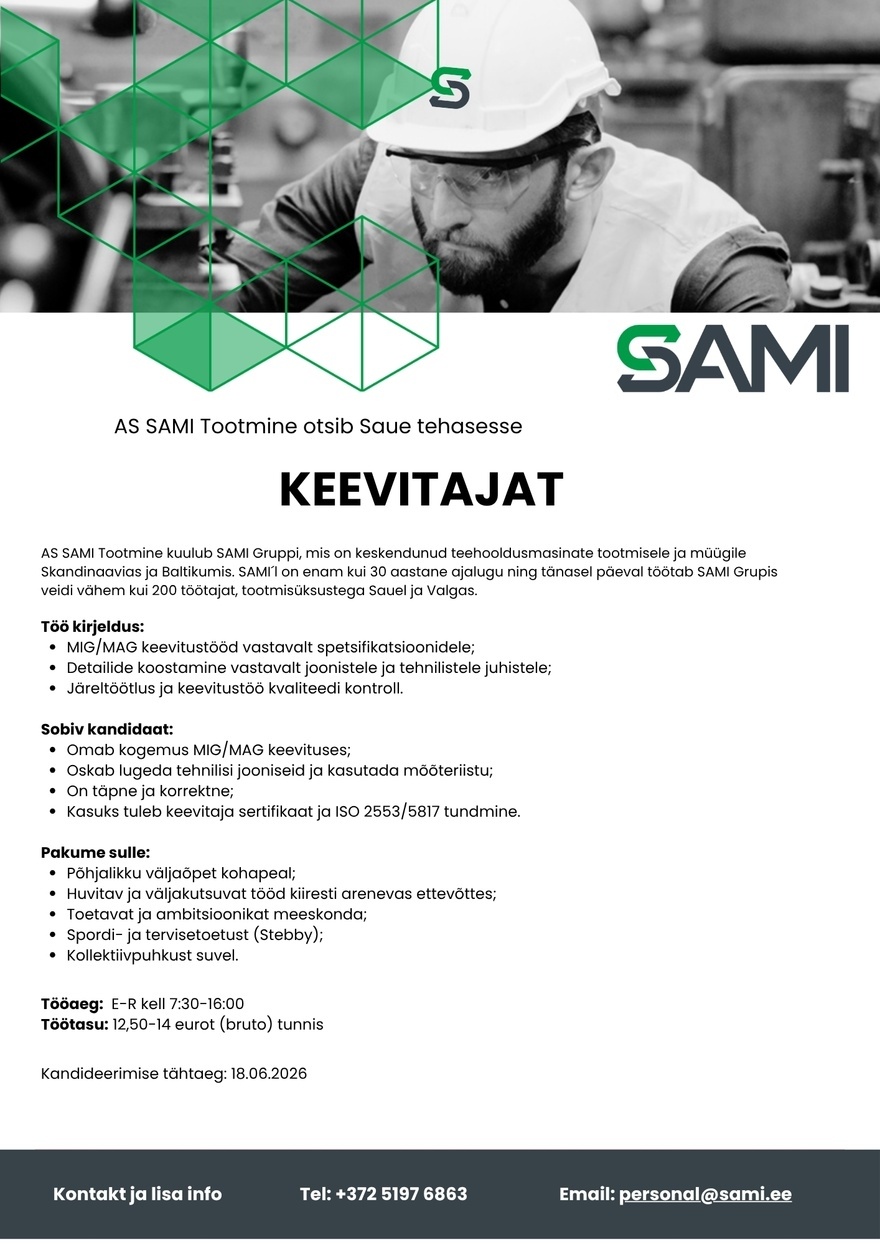 AS SAMI Tootmine Keevitaja
