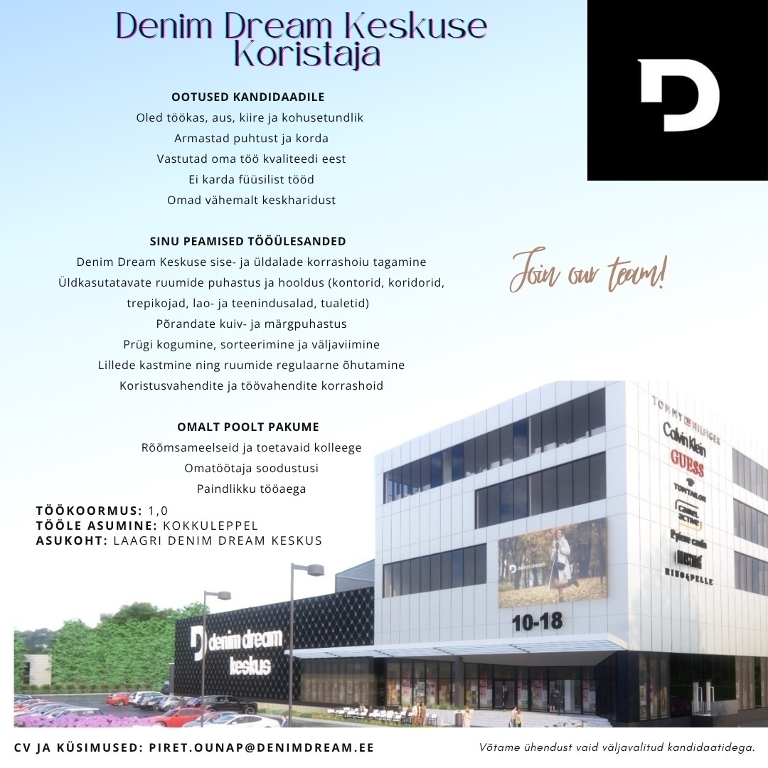 Põldma Kaubanduse AS Koristaja Denim Dream Keskus