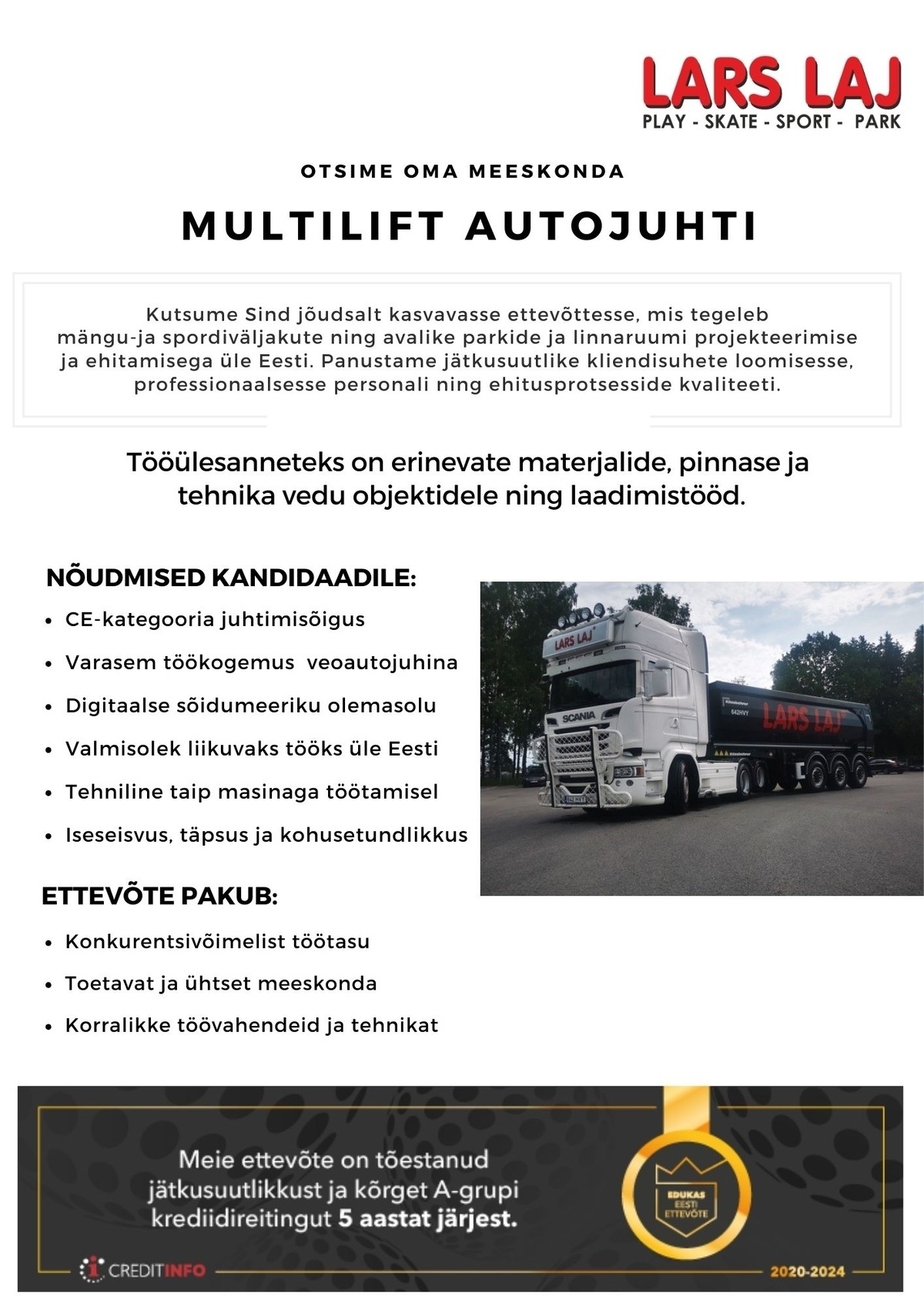 Lars Laj Eesti OÜ Veoautojuht