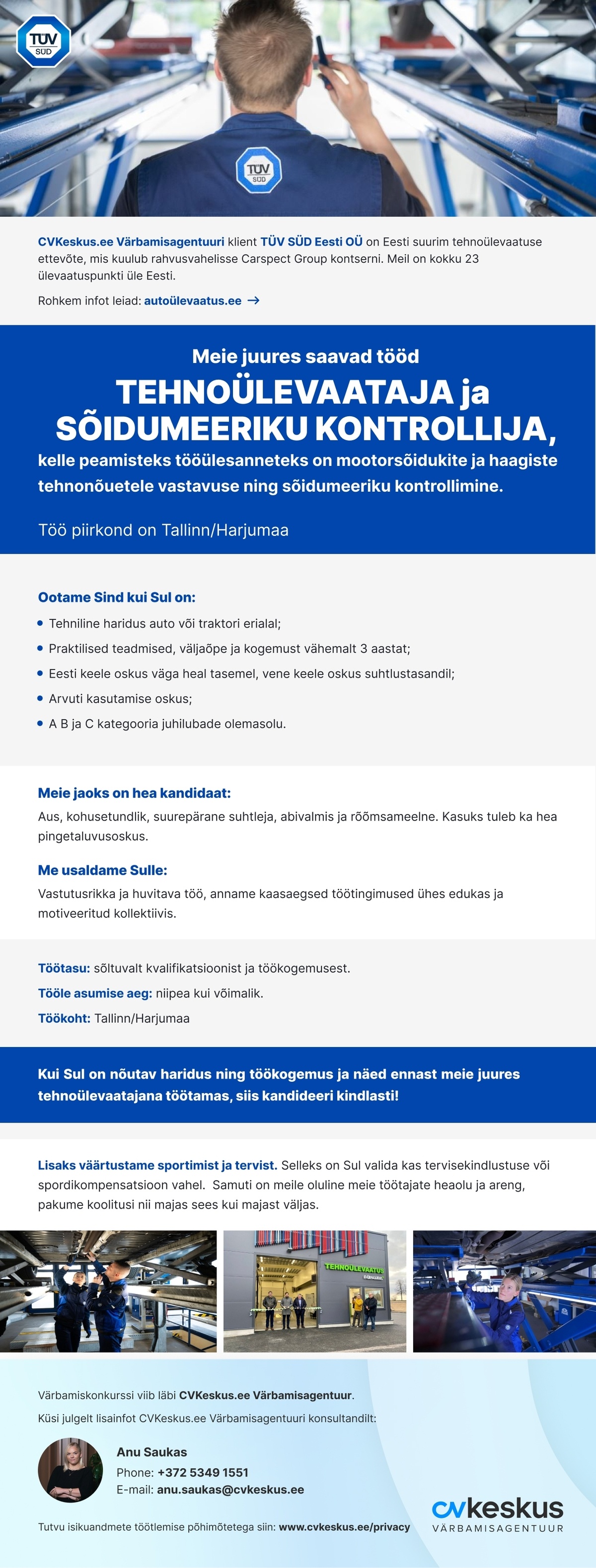 TÜV SÜD Eesti OÜ TEHNOÜLEVAATAJA ja SÕIDUMEERIKU KONTROLLIJA