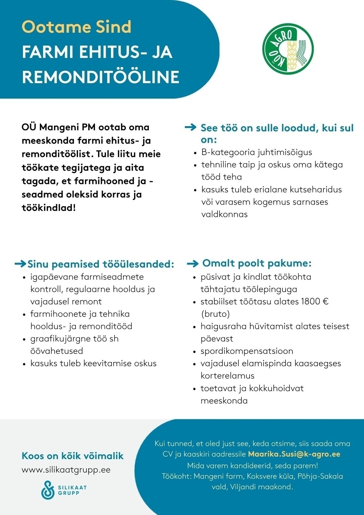 Silikaat Grupp AS Farmi ehitus- ja remonditööline