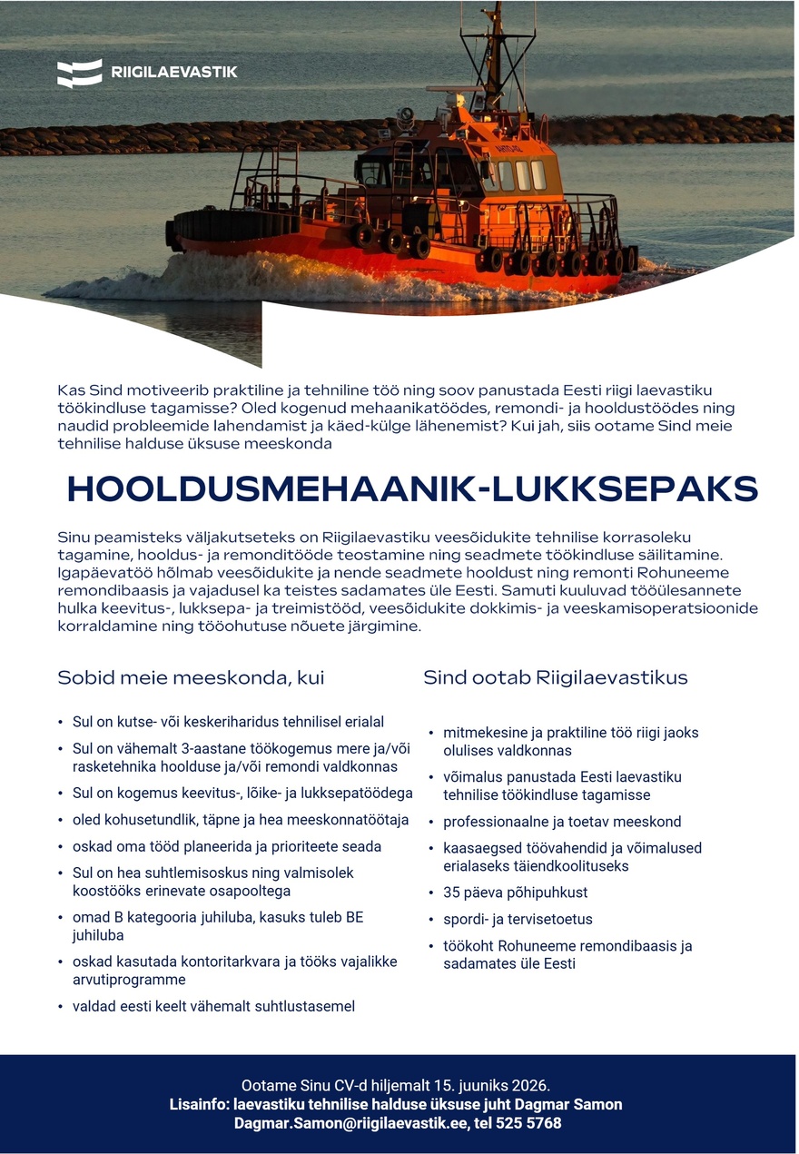 Riigilaevastik Hooldusmehaanik-lukksepp