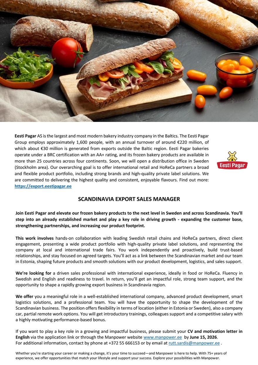 Manpower SCANDINAVIA EXPORT SALES MANAGER