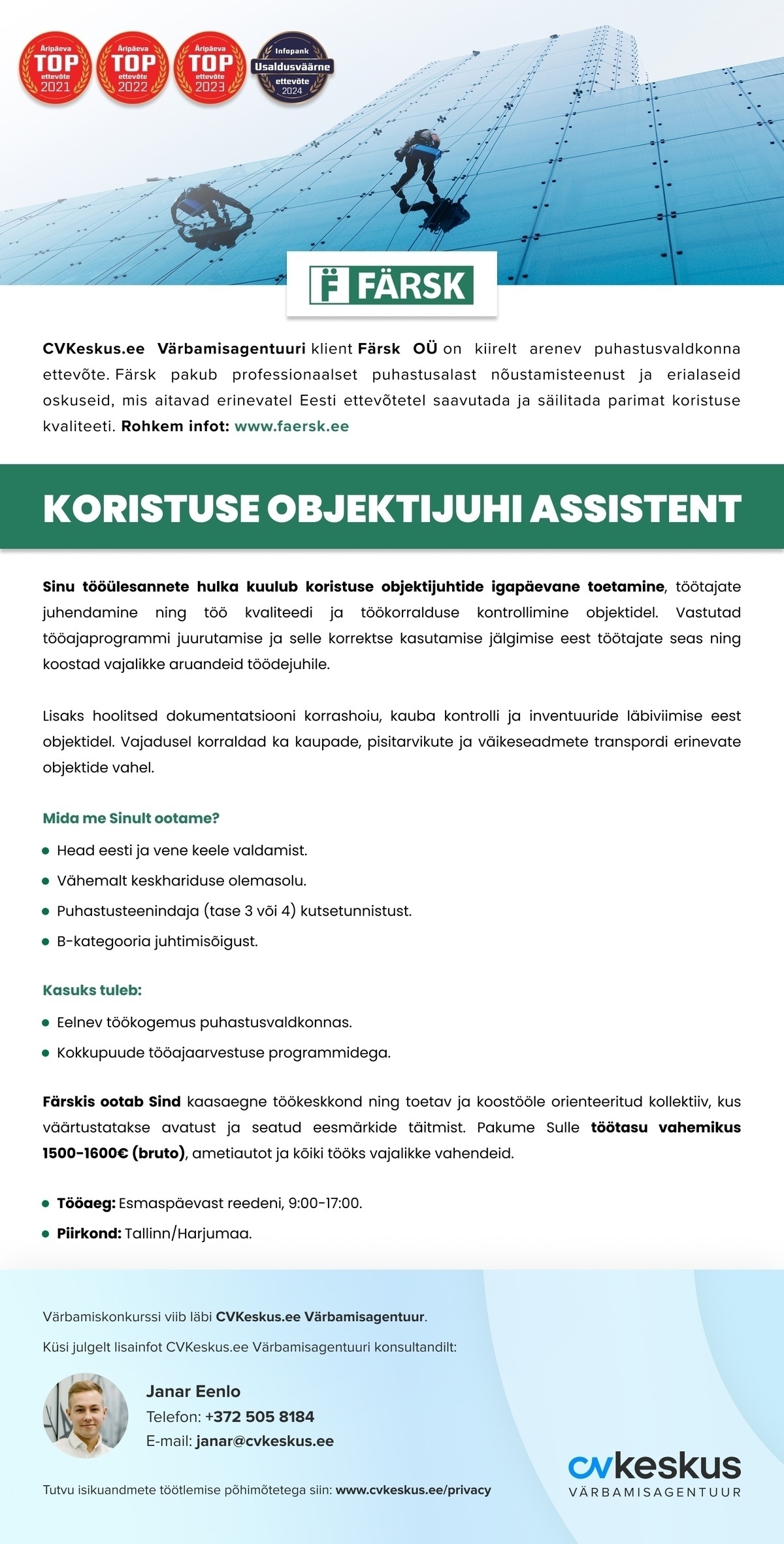 Färsk OÜ KORISTUSE OBJEKTIJUHI ASSISTENT