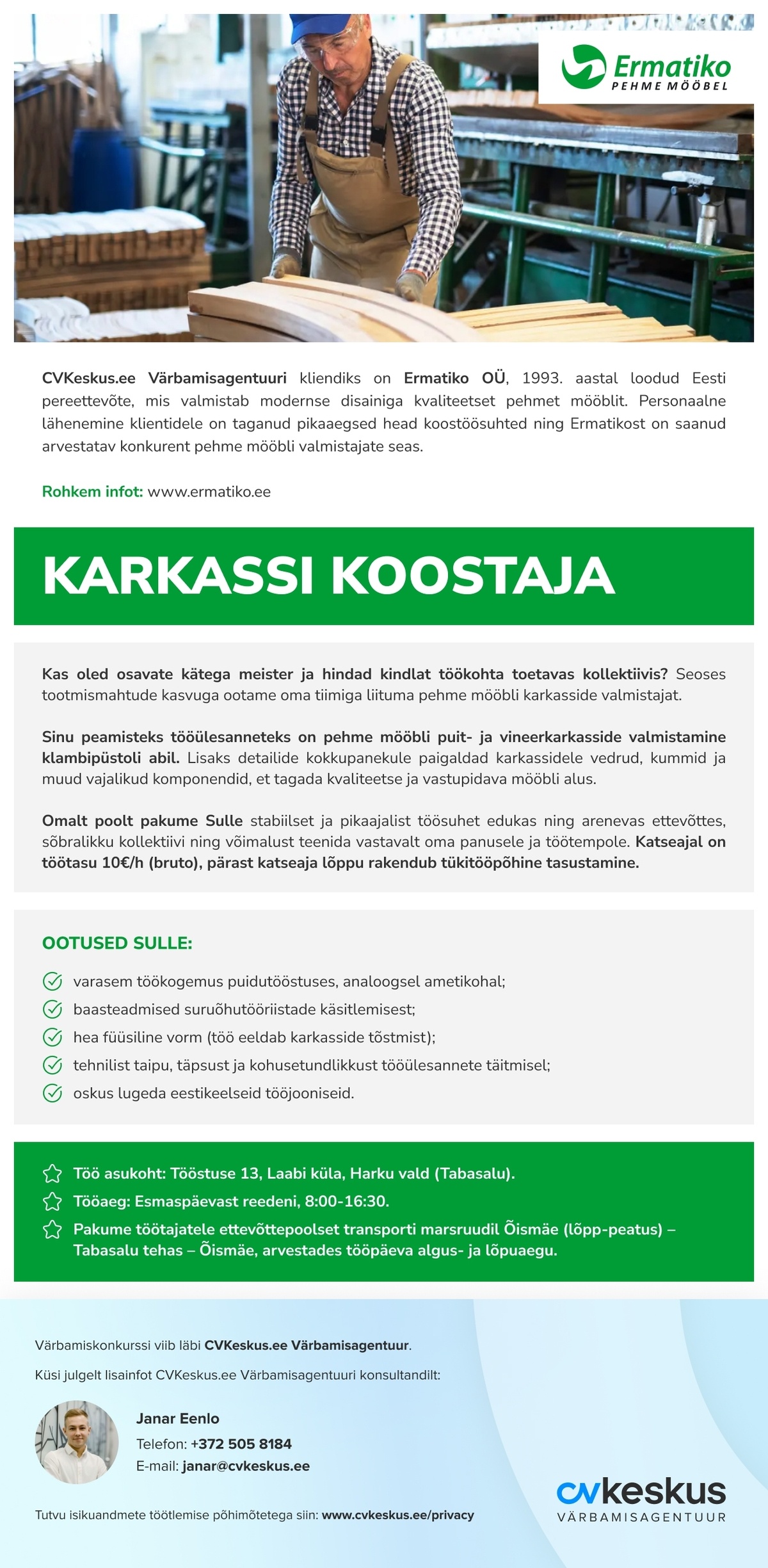 Ermatiko OÜ KARKASSI KOOSTAJA