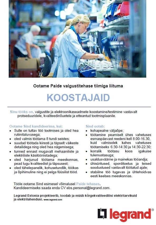 Legrand Estonia OÜ Koostaja