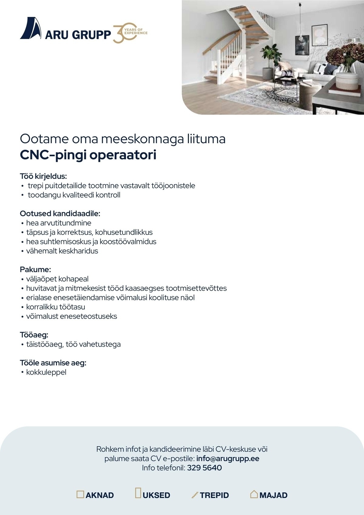 Aru Grupp AS CNC-pingi operaator